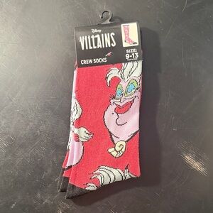 New- Disney Villains Ursula Crew Socks size 9-13